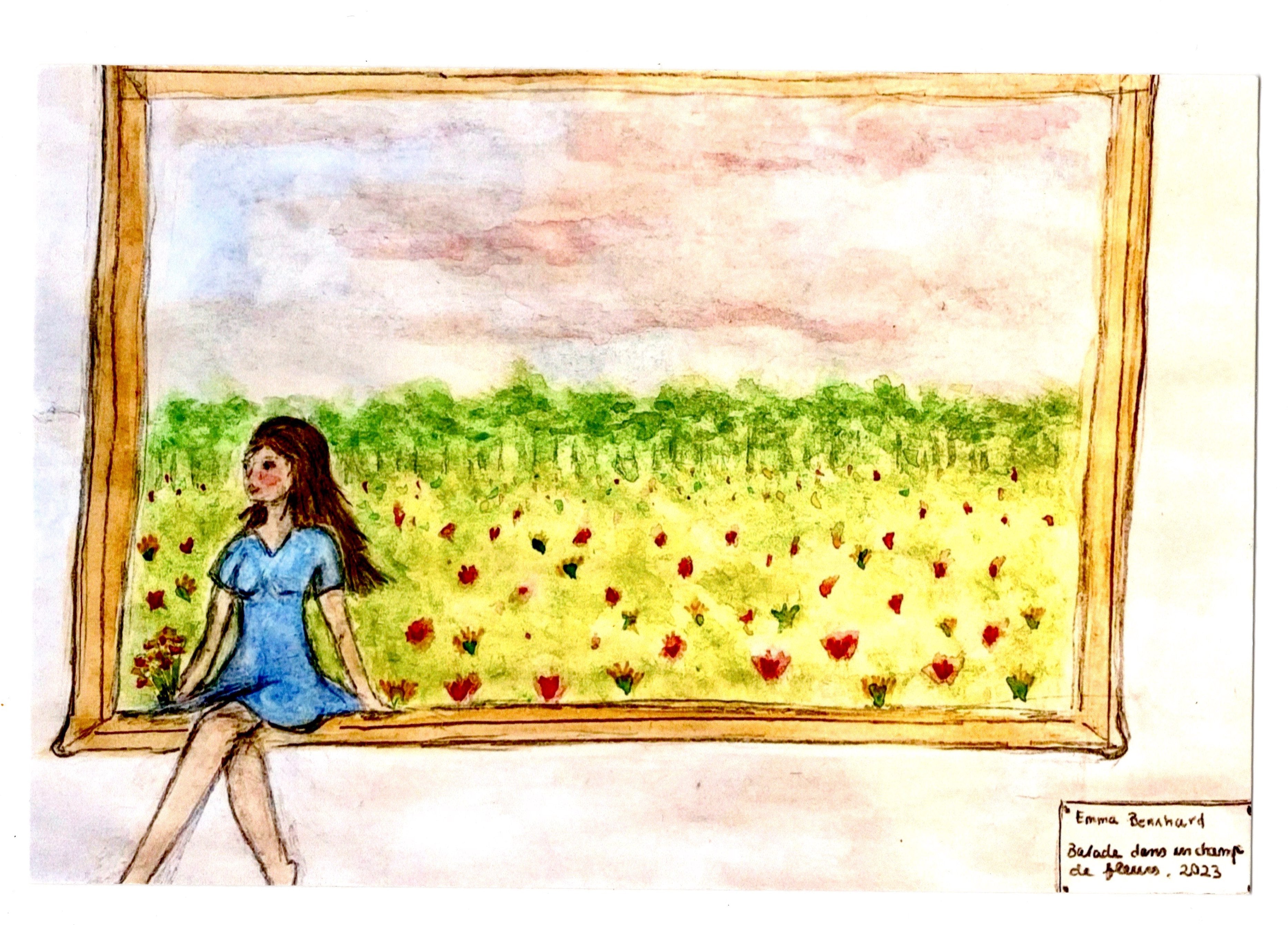 Balade dans un champ de fleurs