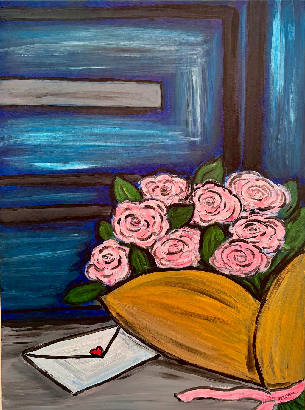 Des roses et un mot d’amour